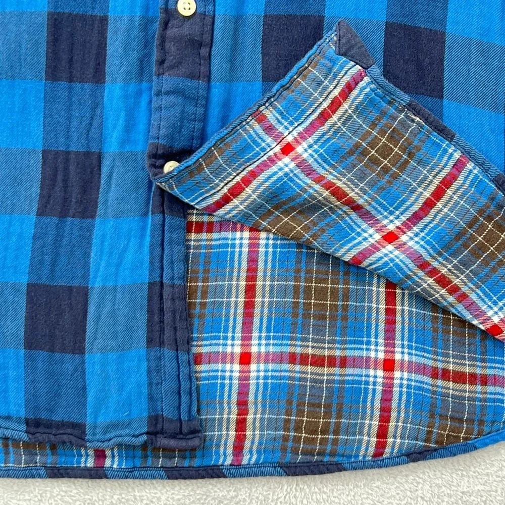 Polo Ralph‎ Lauren Double Faced Shirt XXL Checked Plaid Reversible Interior Blue